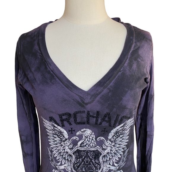 Archaic by Affliction Free Air Y2K Tattoo Graphic Eagle US Flag Grunge Top-L - Picture 5 of 15